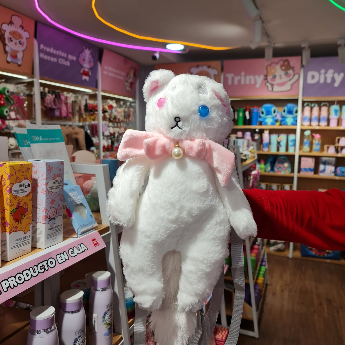 Mochila gato de peluche