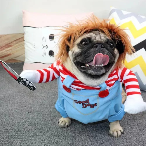Disfraces De Perro Mortal Chucky Doll, Ropa De Fiesta Agregar a favoritos
