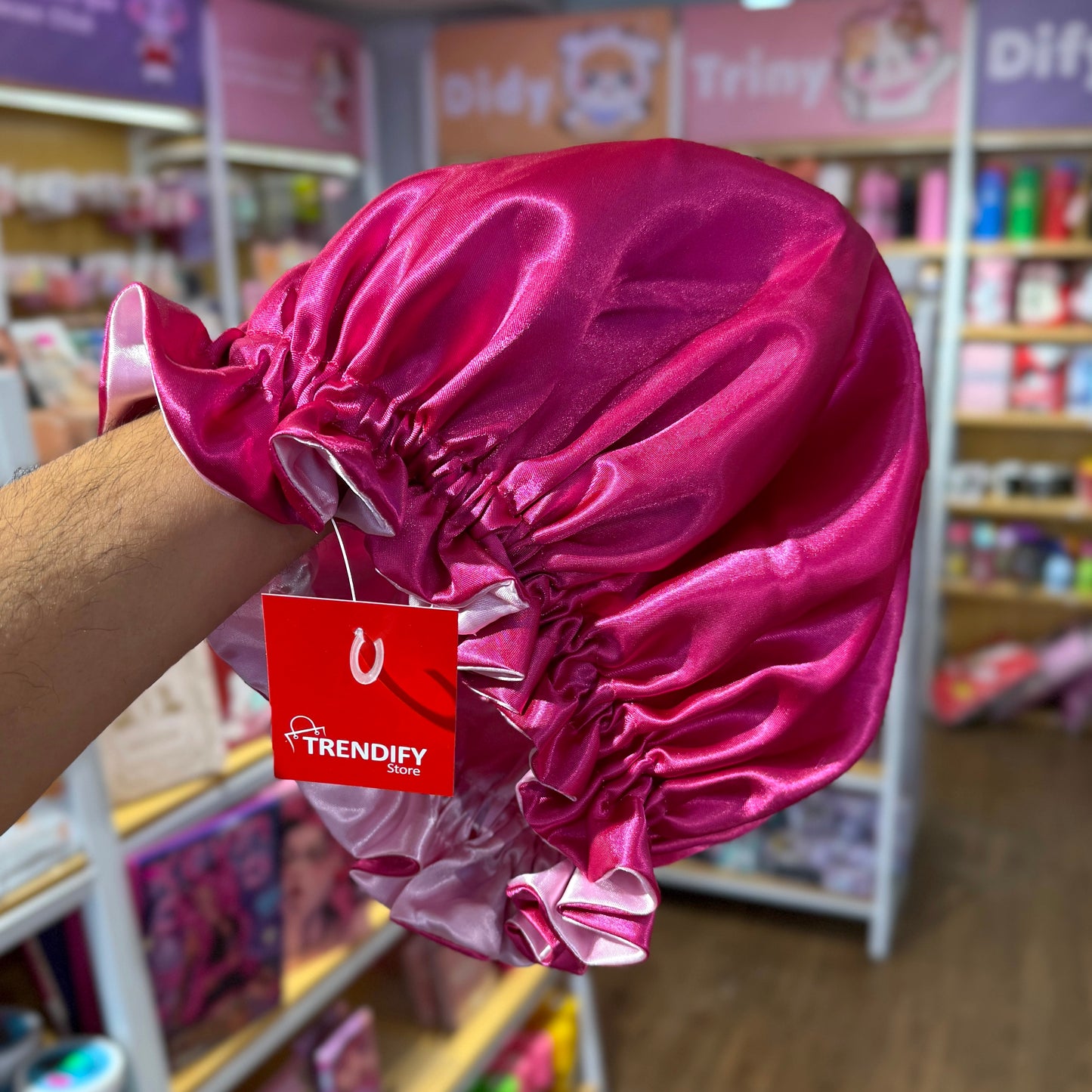 Gorro De Satín Para Dormir Reservible Rosado y Fucsia