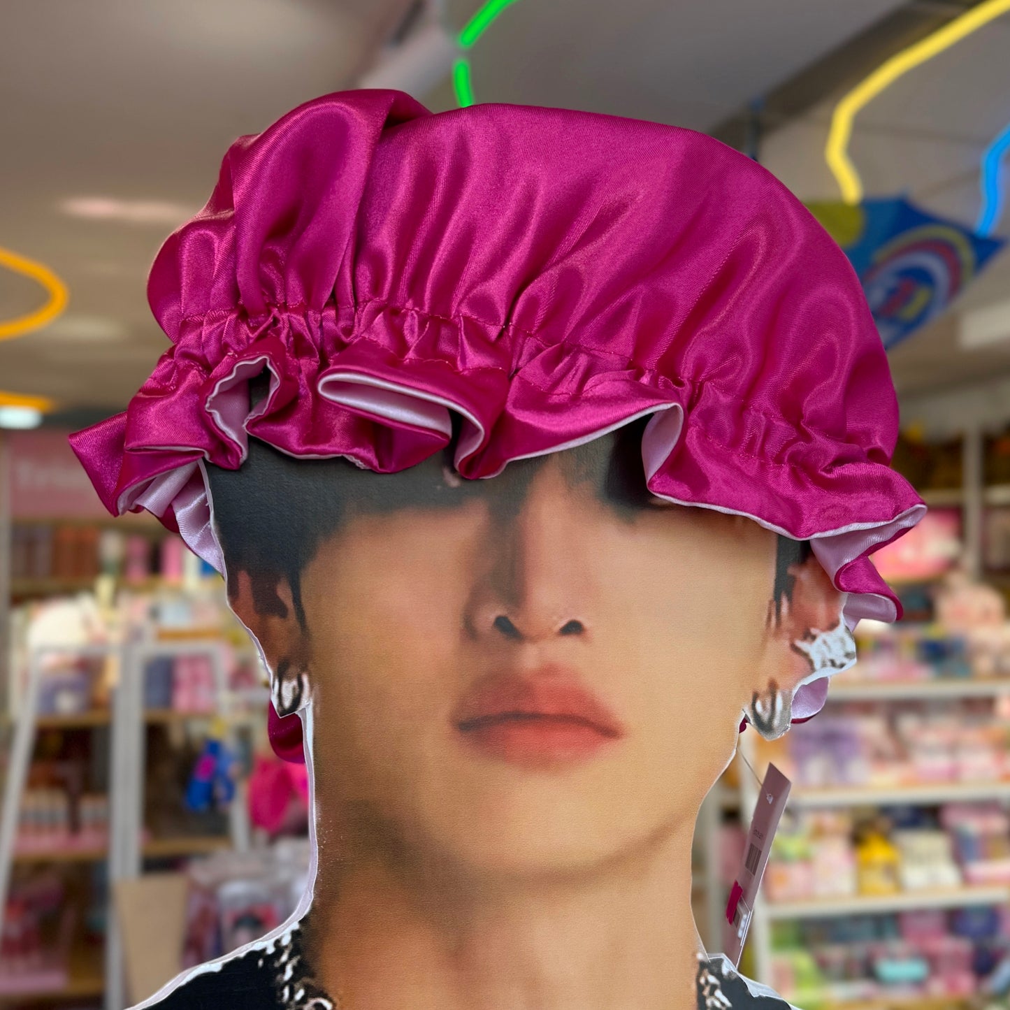 Gorro De Satín Para Dormir Reservible Rosado y Fucsia