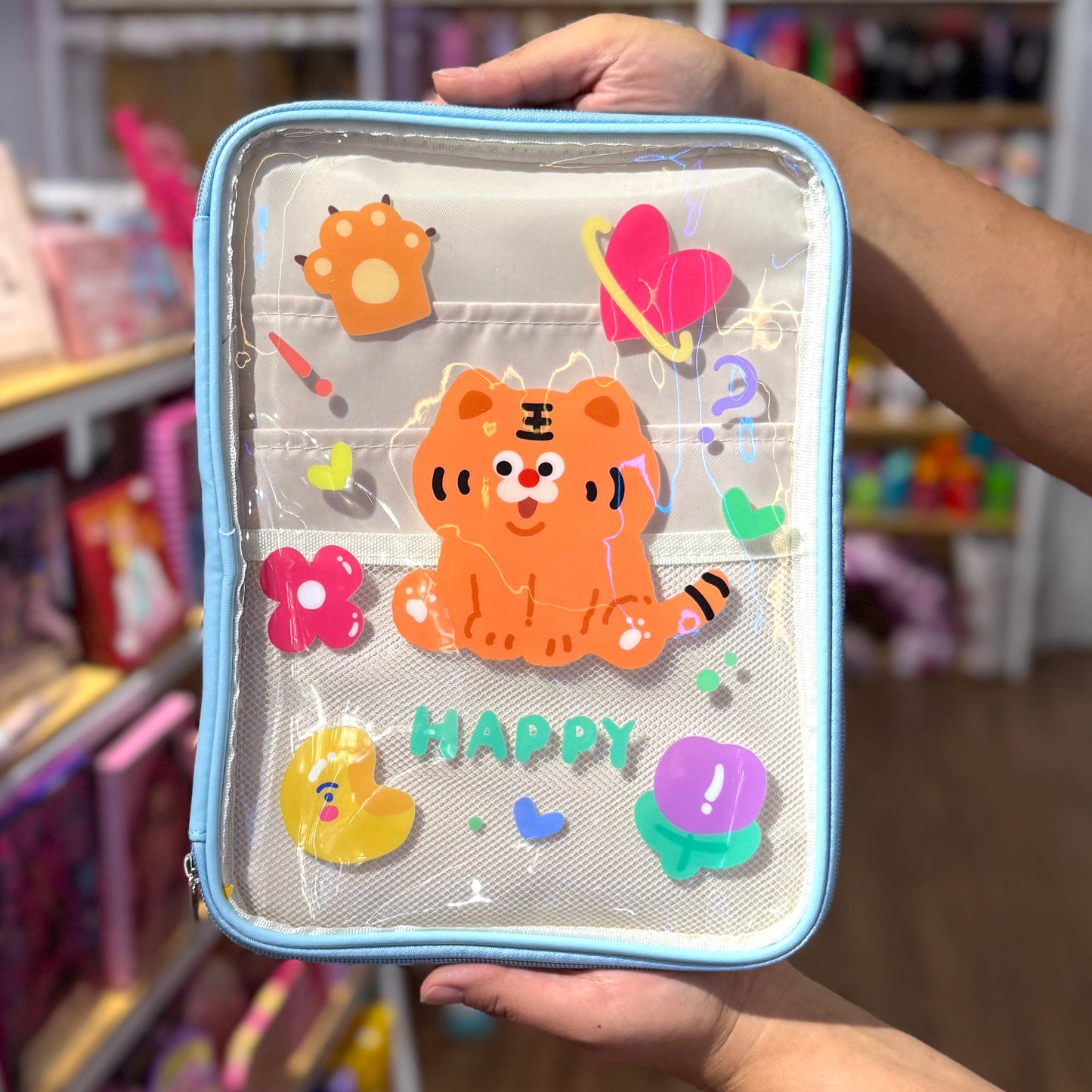 Funda Para Tablet Transparente Azul Diseño Happy Tiger