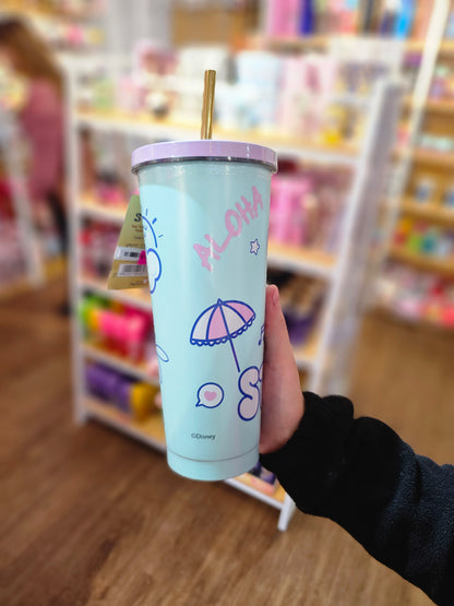 Vaso Tumbler Disney Stitch Vibes 700ml + Bombilla Metálica