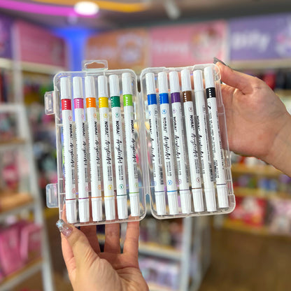 Plumones Acrílicos de Doble Punta (12 Colores)