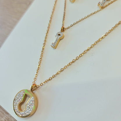 Conjunto collar y aros Acero Inox llaves