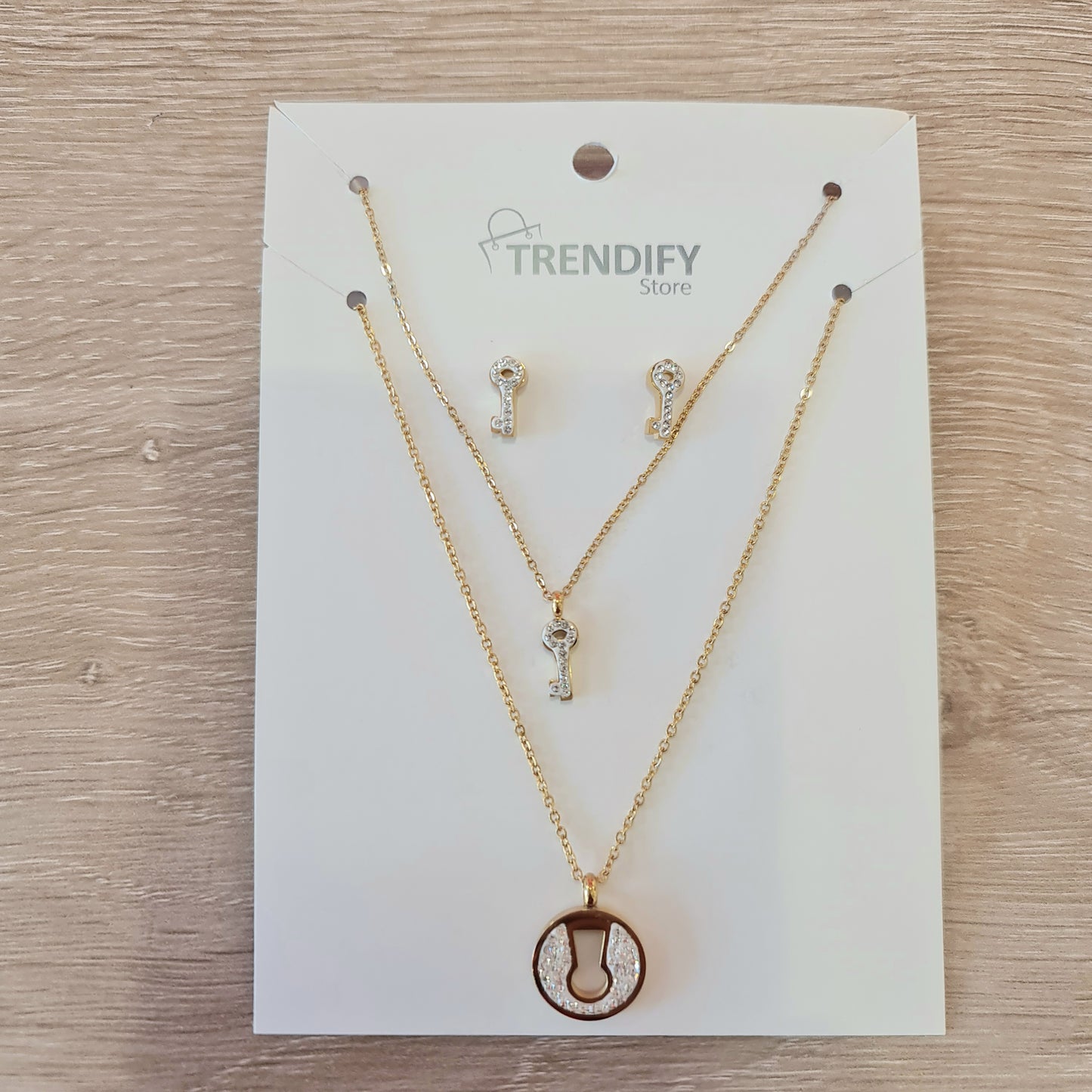 Conjunto collar y aros Acero Inox llaves