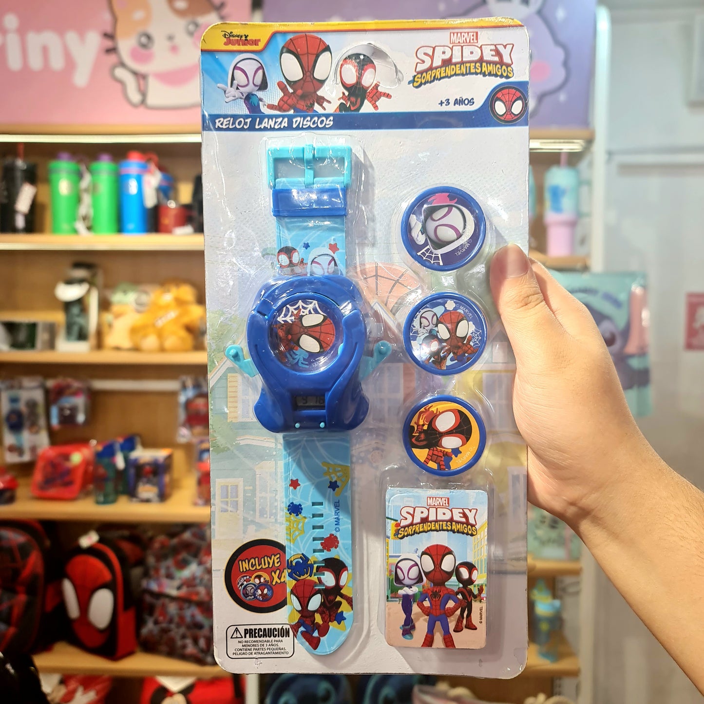 Reloj lanza discos Spiderman