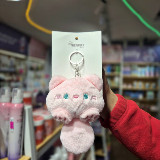 LLAVERO Y CHARM DE PELUCHE GATITO CON COLA