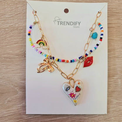 Set collar multicapa bohemio