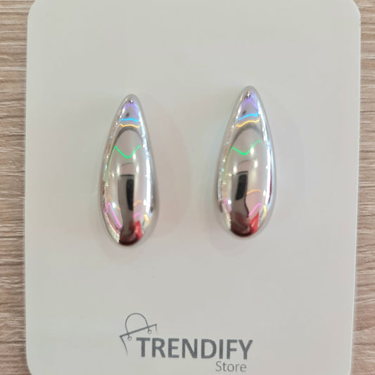 Aros gota plateados Acero Inox