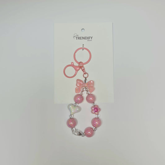 LLAVERO Y CHARM DE PELOTITAS CON FLOR
